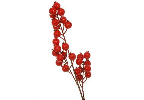H39-252 Decorative branch with berries 55cm, color - red gloss