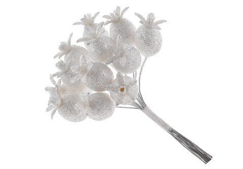 839-853 Bunch of berries, color - white glitter