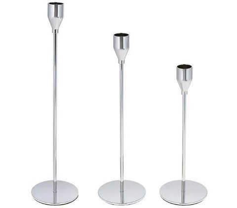 448-033 Set of candlesticks on a high leg 3 pcs., 22 cm, 27 cm, 32 cm, color - metallic