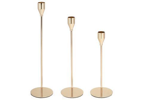 448-027 Set of candlesticks on a high leg 3pcs, 23cm, 27.5cm, 32.5cm, color - gold