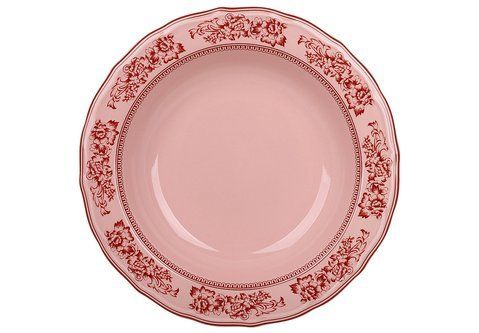 K311 	Тарілка порцелянова супова D23.5*3.8см Heritage Toile Collection, колір - винтажний рожевий 	K311 фото