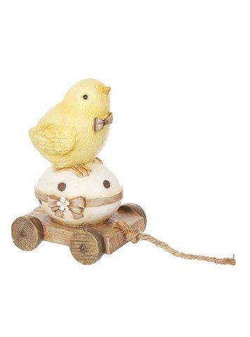894-028 Decorative figurine of a chicken on a wheelbarrow 10.5cm,11.5cm