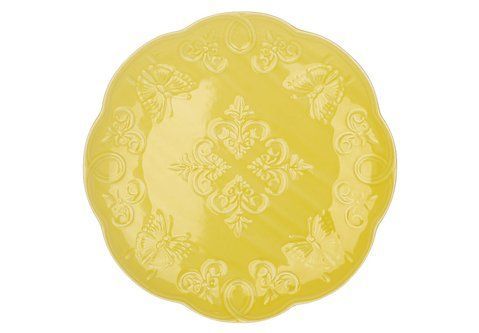 888-133 Round porcelain plate Butterfly D21*2.3cm, color - yellow