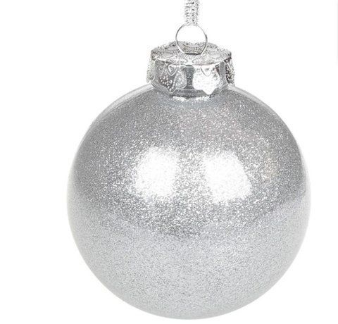 898-219 Plastic ball 8cm, color - silver with glitter inside