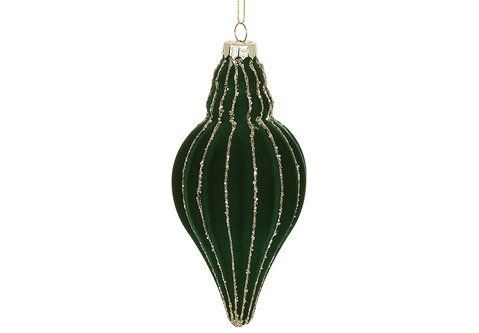 115-221 Christmas tree glass decoration 7*14 cm, color - green velvet