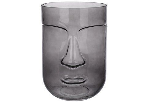 591-398 Face glass vase 20cm, color - gray