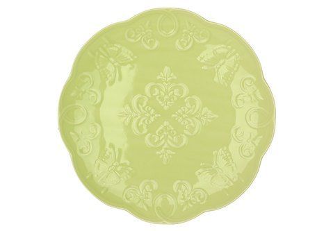 888-131 Round porcelain plate Butterfly D21*2.3cm, color - light green