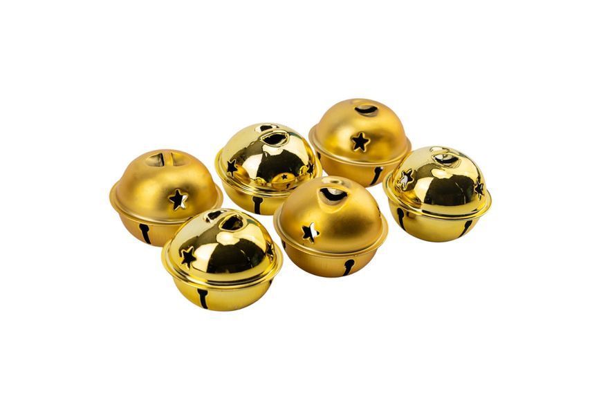 6040-017 Set of Christmas tree toys "Golden Bells" (6 pcs), 4 cm