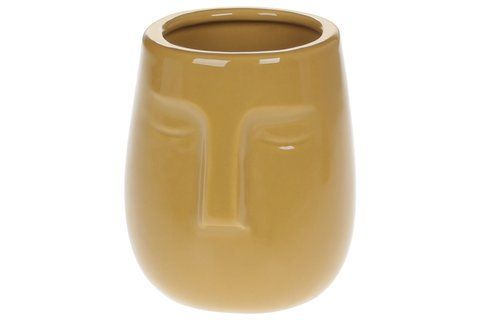 727-507 Porcelain glass vase (for brushes, pencils) 10cm, color - mustard gloss