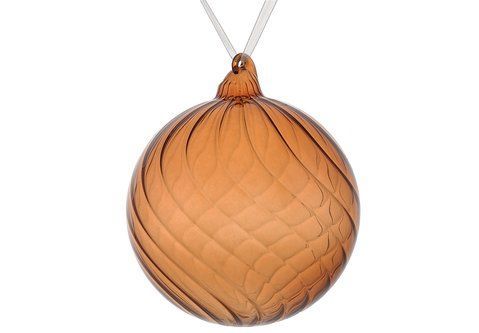 108-093 Christmas tree ball made of clear glass 10cm, color - maple syrup