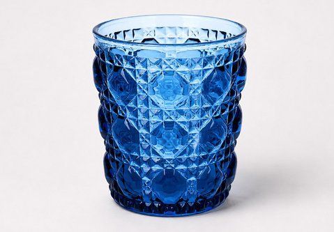 448-183 Textured glass with geometric relief 300ml, color - sapphire blue
