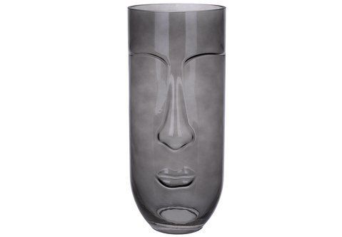 591-399 Face glass vase 28cm, color - smoky gray