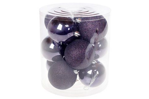 147-895 Set of Christmas tree balls 8cm, color - blackberry, 12pcs