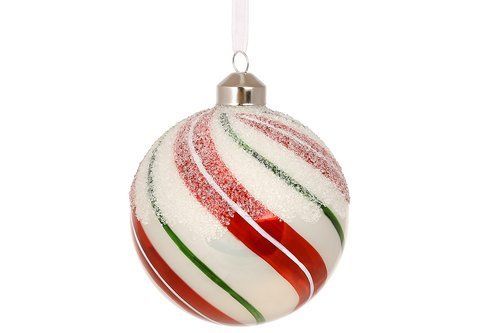NY29-511 Glass Christmas ball Lollipop 10cm, color - white with red