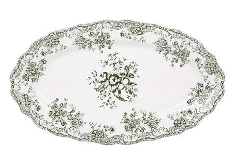 K197 Oval porcelain plate 36*21*3.5cm Vintage Rose