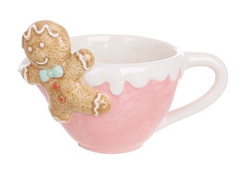834-445 Ceramic mug Gingerbread man 160 ml, color - pink