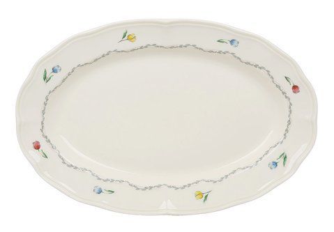159-004 Porcelain plate 33cm oval Vintage Tulip