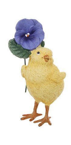 838-542 Decorative figurine Chicken with violet, 10.6cm