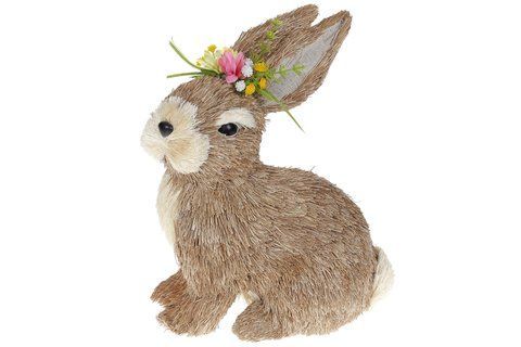 NY27-915 Decorative Easter figure Rabbit with flowers, 21*13*27cm