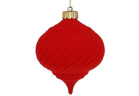 J88-197 Christmas tree decoration of twisted shape with flocking 15cm, color - red
