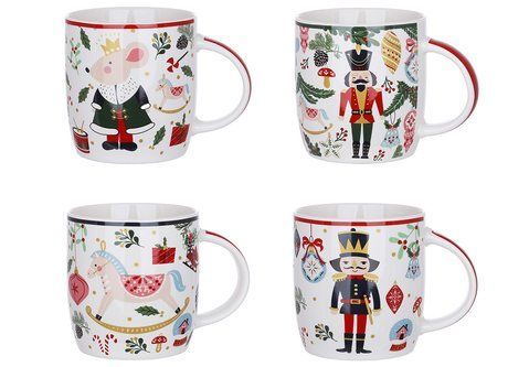 311-120 Happy Holidays porcelain mug, 4 designs, 365ml