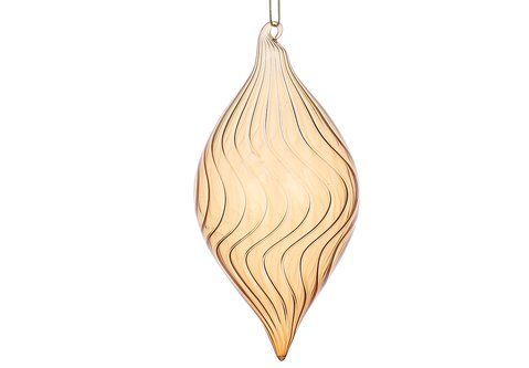108-720 Christmas tree decoration Olive made of transparent glass 8*16cm, color - light brown