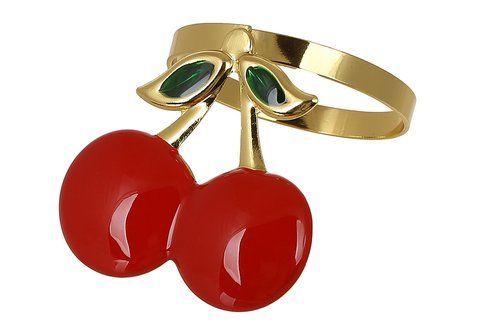 448-094 Metal napkin ring Cherry 4.5*4.2*4.5cm, color - color - red with gold
