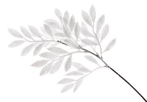 839-928 Branch with leaves in white glitter 48cm