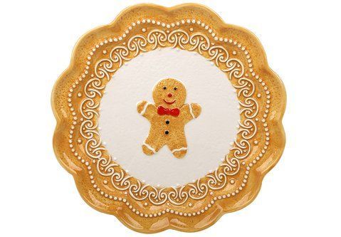 928-180 Ceramic plate Gingerbread man, D27.5*3cm, color - light brown