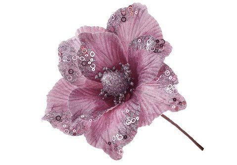 839-582 Velvet magnolia with sequins D23cm, color - pink