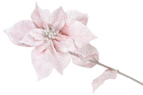 709-380 Decorative flower Poinsettia in frost, color - pink, 65cm