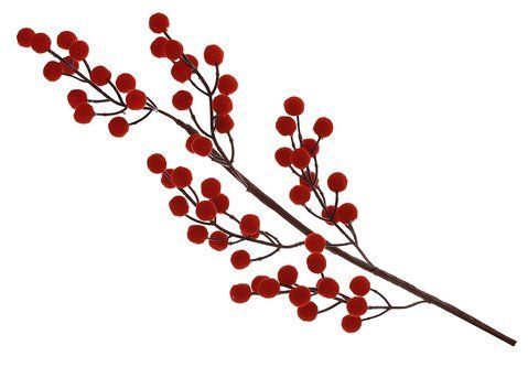 839-895 Branch with red flock berries, natural 60cm