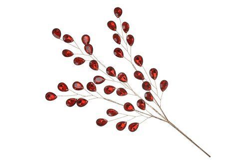 CR8-470 Decorative branch with crystals, 40cm, color - red