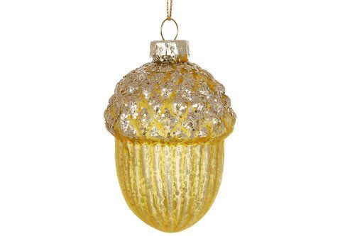 115-238 Christmas tree glass decoration Acorn 6*8.5cm, color - gold