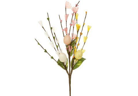 H39-411 Decorative branch with eggs, berries and flowers h40cm