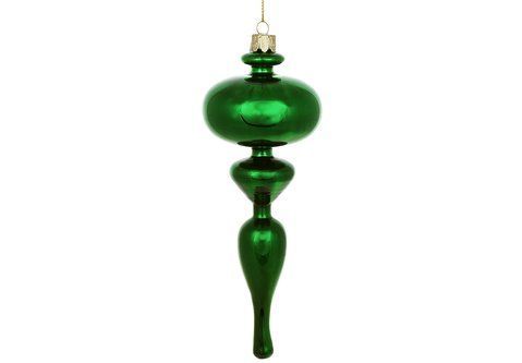 108-927 Christmas tree glass decoration Ornament 6*18cm, color - emerald