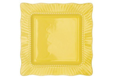 888-025 Square porcelain plate, D20*2.3cm, color - yellow