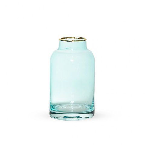 111035 Glass vase with gold neck, 13.7*7.5 cm