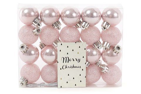 147-200 Set of Christmas tree balls 3cm, color - pink, 20pcs