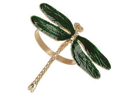 448-079 Metal napkin ring Dragonfly 6.7*7.3*4.6cm, color - green with gold