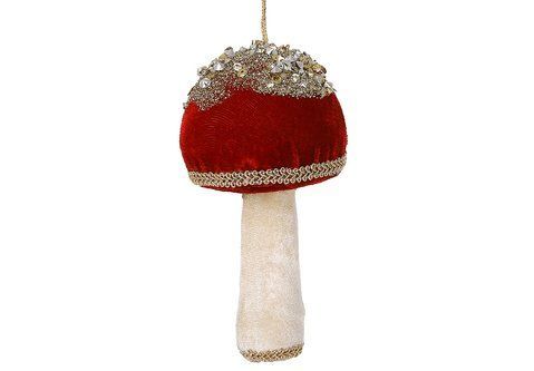 789-199 Decorative soft pendant Mushroom with sequin decor, 13*17cm, color - red