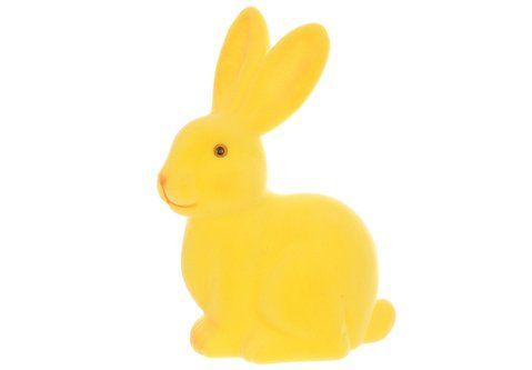 113-135 Decorative figurine Rabbit with flock coating 13*23cm, color - juicy yellow