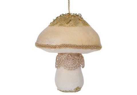 789-200 Decorative soft pendant Mushroom with sequin decor, 13*9.5cm, color - peach