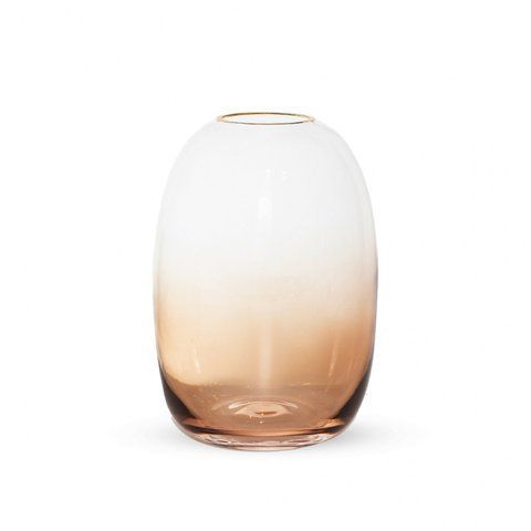 111034 Oval amber glass vase, 14*5 cm