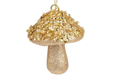 182-135 Christmas tree decoration Mushroom 8cm, color - gold
