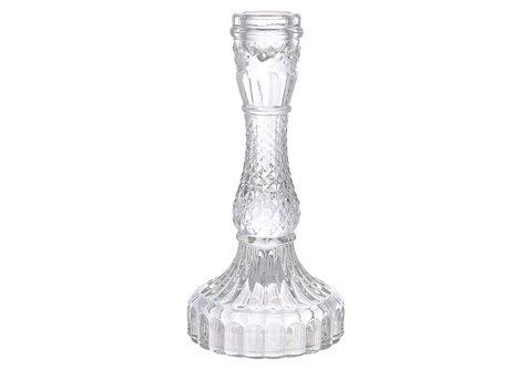 133-011 Crystal transparent glass candlestick (for thin candle), D9.5*17cm