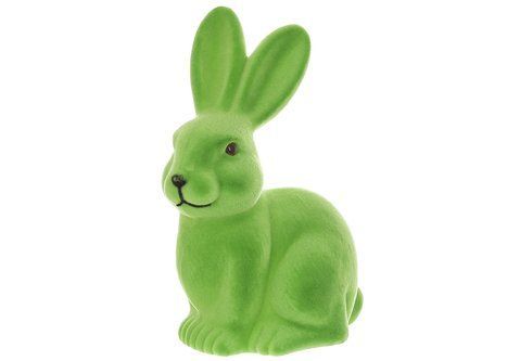 113-139 Decorative figurine Rabbit with flock coating 13*23cm, color - lime green