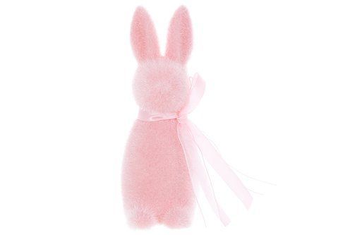 113-200 Decorative figurine Rabbit with a bow 6*15cm, color - pink marshmallow