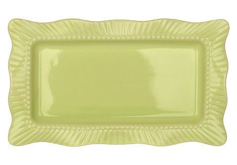 888-014   Rectangular porcelain plate, 25.5*14.7cm, color - light green
