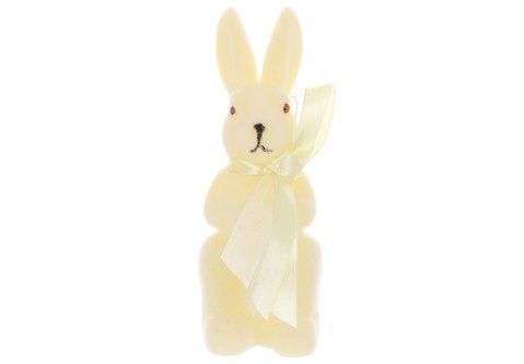 113-152 Decorative figurine Rabbit with a bow, 5*13cm, color - pastel yellow